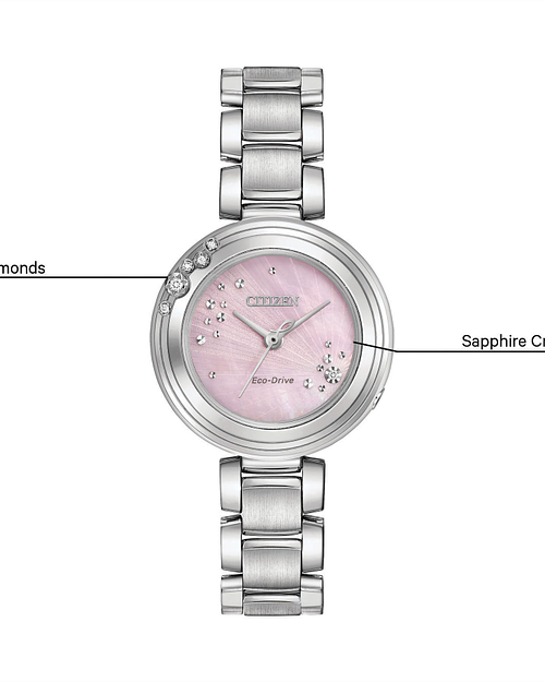 Citizen L Carina Pink Dial Stainless Steel Bracelet EM0460 50N CITIZEN